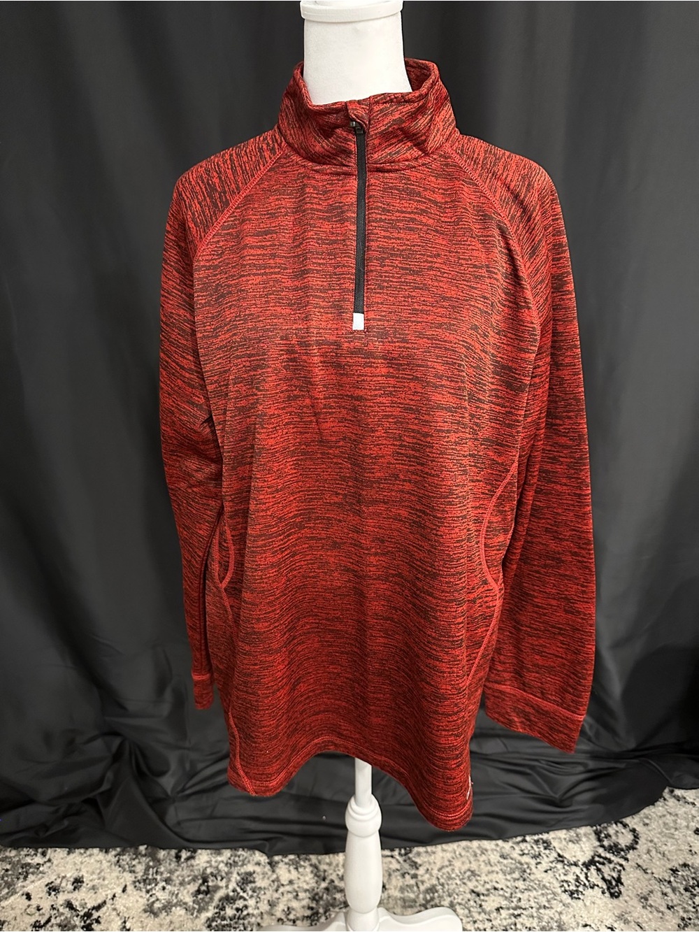 tek gear Red and Black Heathered DryTek Quarter-Zip Pullover